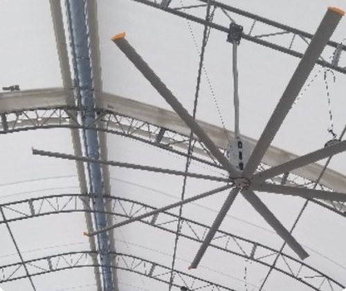 Mechanical exhaust fans for controlled fabric building ventilation